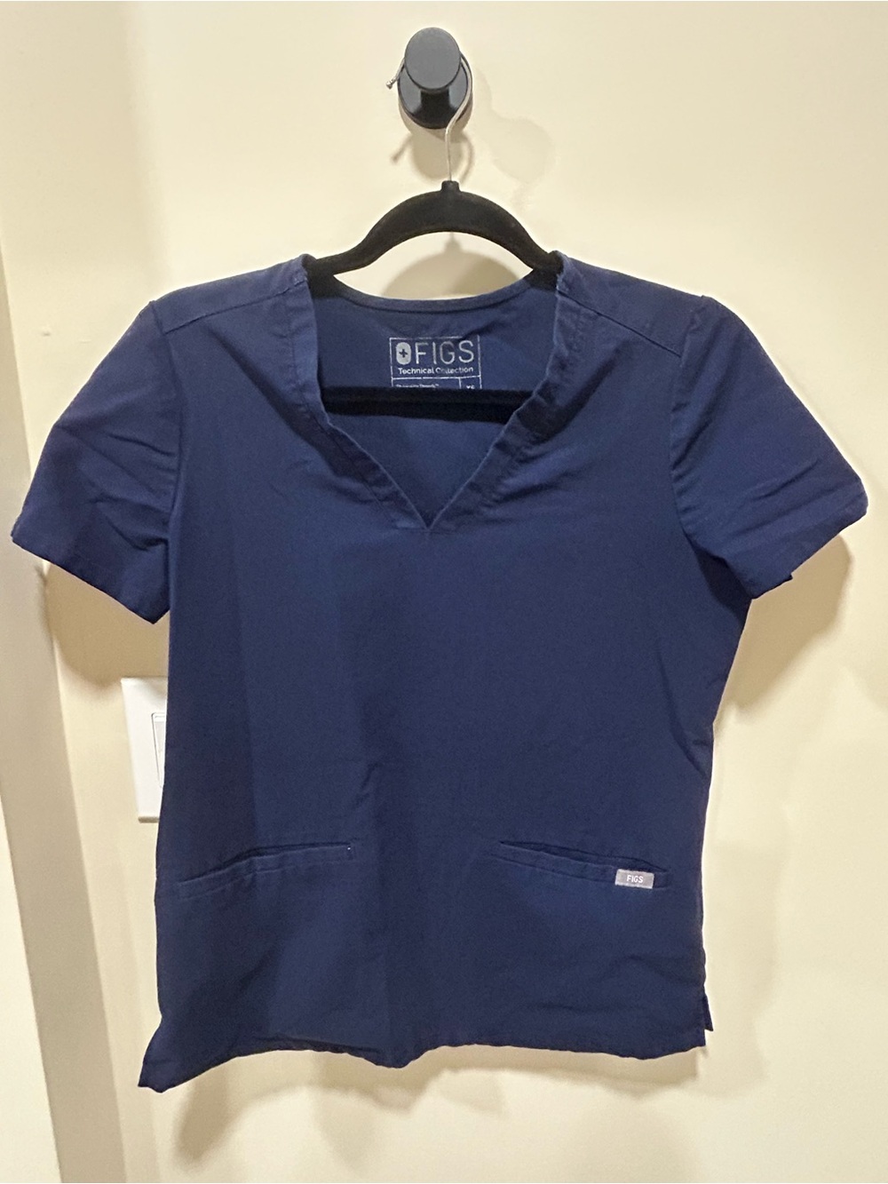 Figs Navy Short Sleeve V-Neck Scrub Top